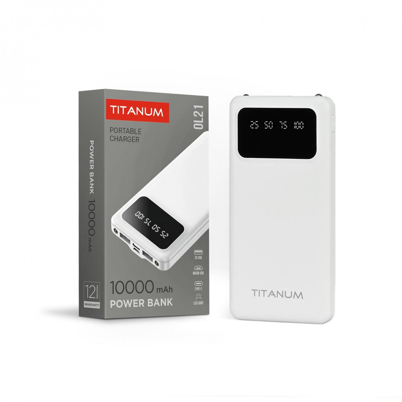 Повербанк TITANUM OL21 10000 mAh White (TPB-OL21-W) - фото 1