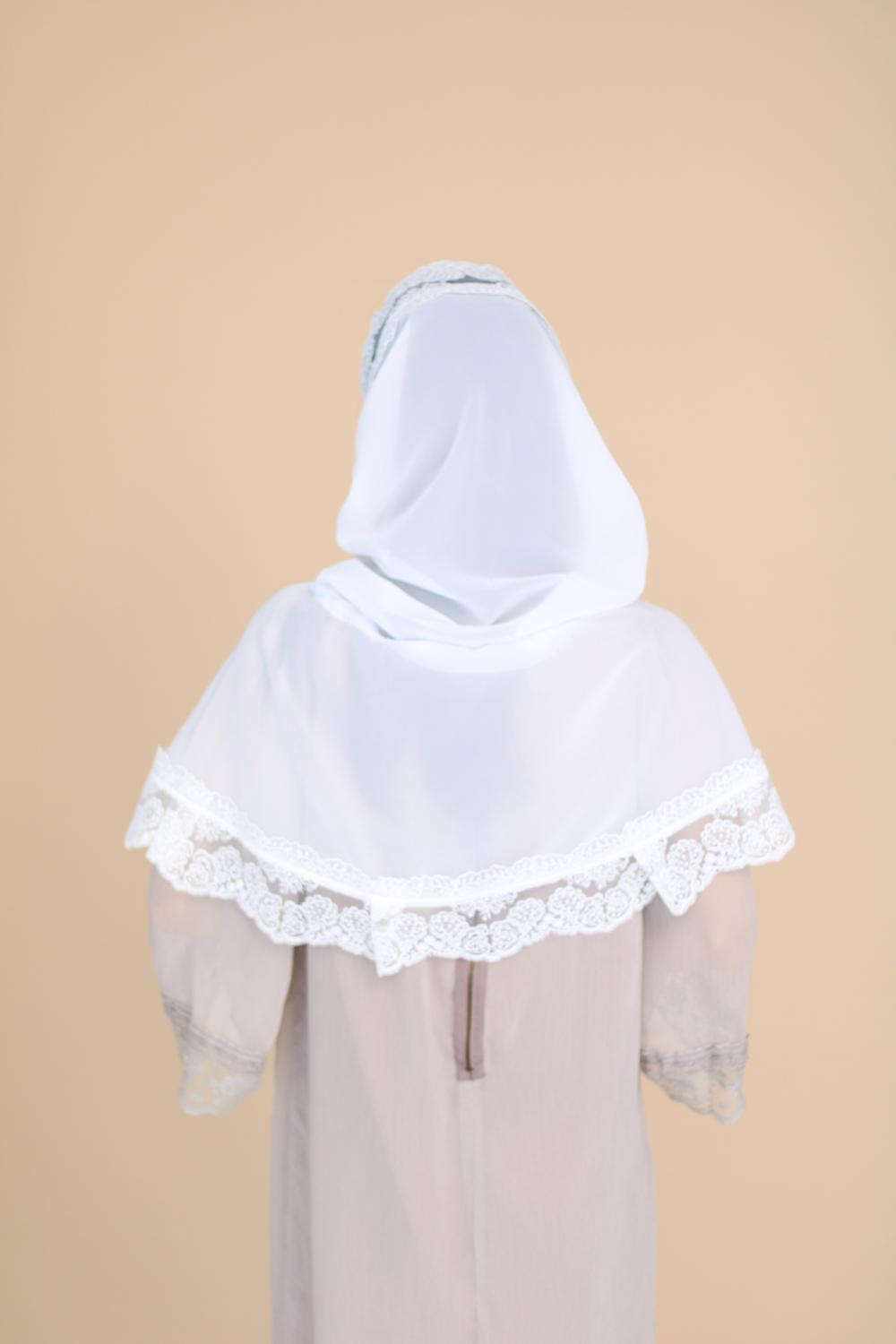 Палантин для храму на голову Білий (п014) - фото 5