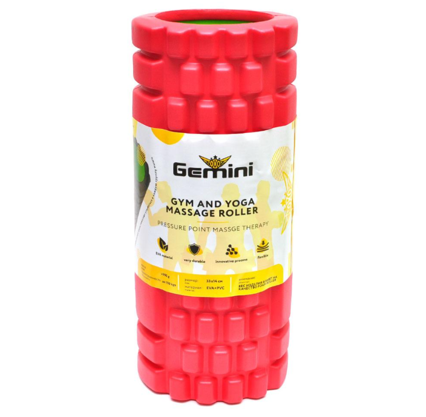 Масажний ролик для йоги Gemini 33х14 см Червоний (G0001R)