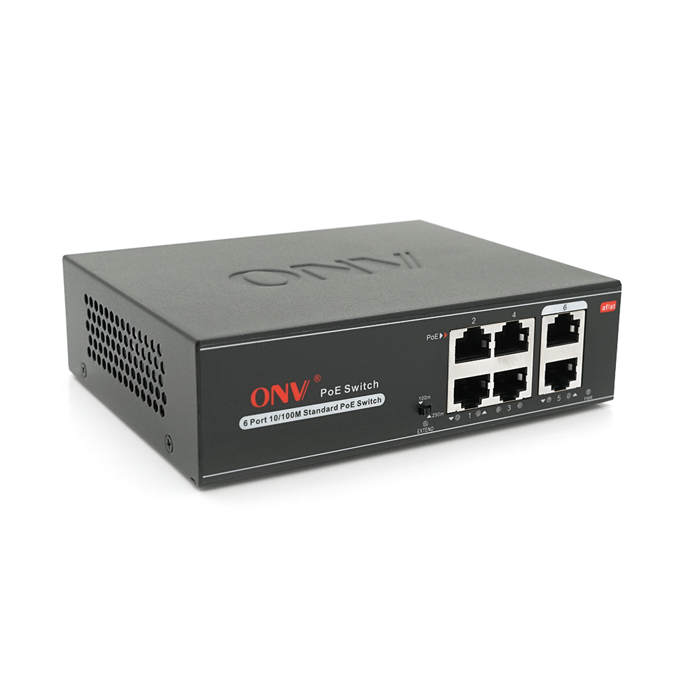Коммутатор ONV H1064PLS 4х портовый PoE 100 Мбит 2х100 Мбит до 250 м для IP-телефонов видеокамер (23212)