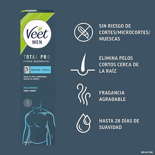 Крем чоловічий для видалення волосся Veet Men Total Crema Depilatoria Masculina 200 мл (21105011) - фото 3