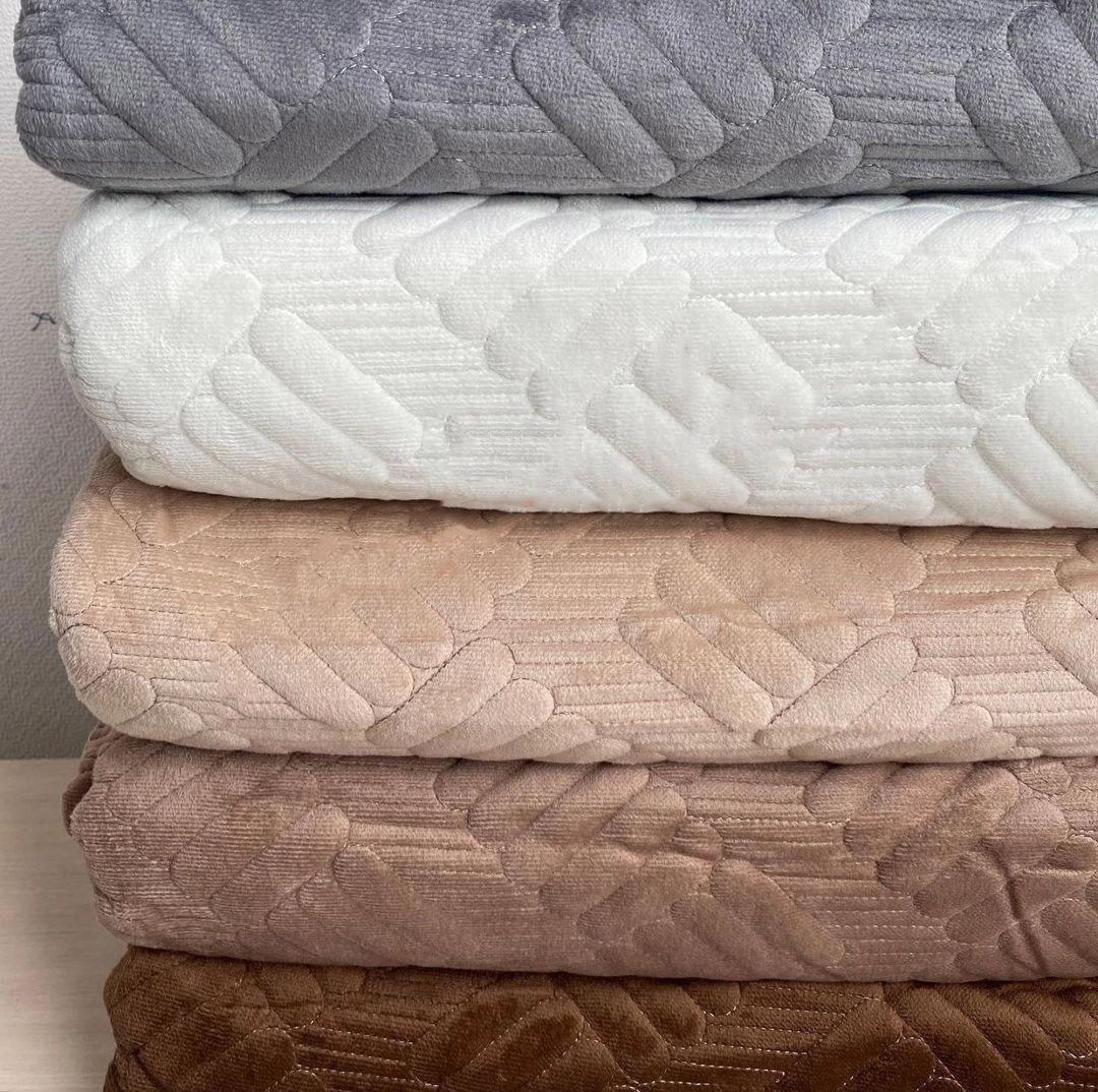 Набор накидок на диван/кресло 1101-2 велюровый универсальный Кофейный (2133174759) - фото 3