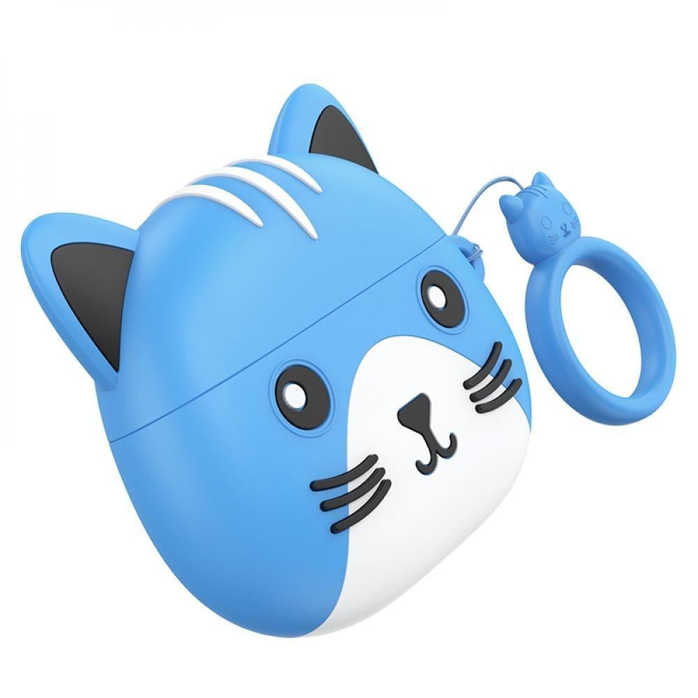 Наушники беспроводные Hoco EW46 TWS Bluetooth 5.3 с ушками чехол зарядный котик Голубой Наушники беспроводные Hoco EW46 TWS Bluetooth 5.3 с ушками чехол зарядный котик Голубой