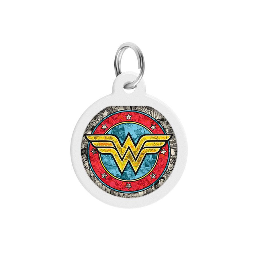 Адресник для собак и кошек металлический WAUDOG Smart ID Чудо-женщина c QR паспортом Ø 25 мм RU (0625-1013uk)