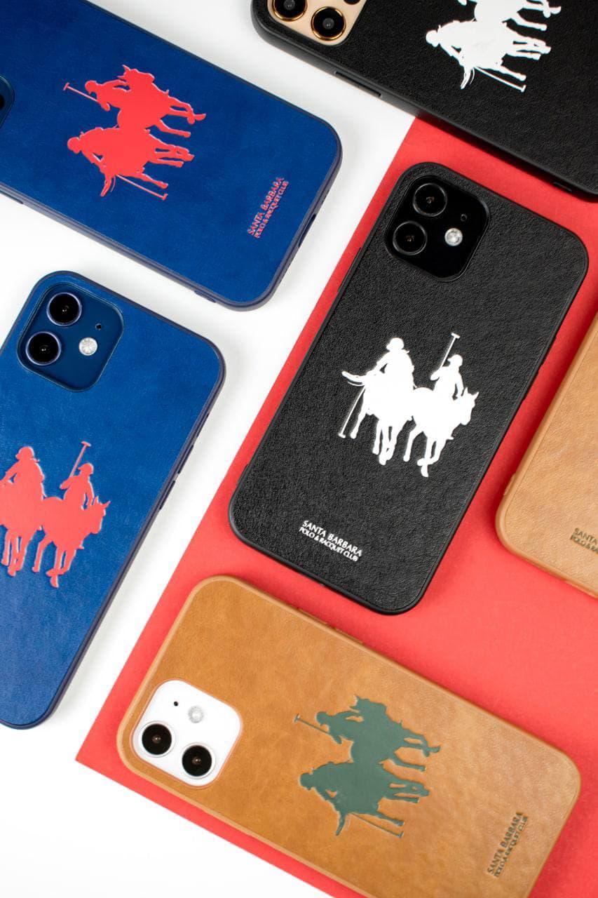 Чехол для iPhone 12 Pro Santa Barbara Polo Umbra Жокей кожаный Красно-синий