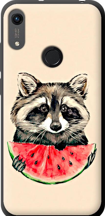 Чехол на Huawei Y6s Енотик с арбузом (4605b-1871-42517)