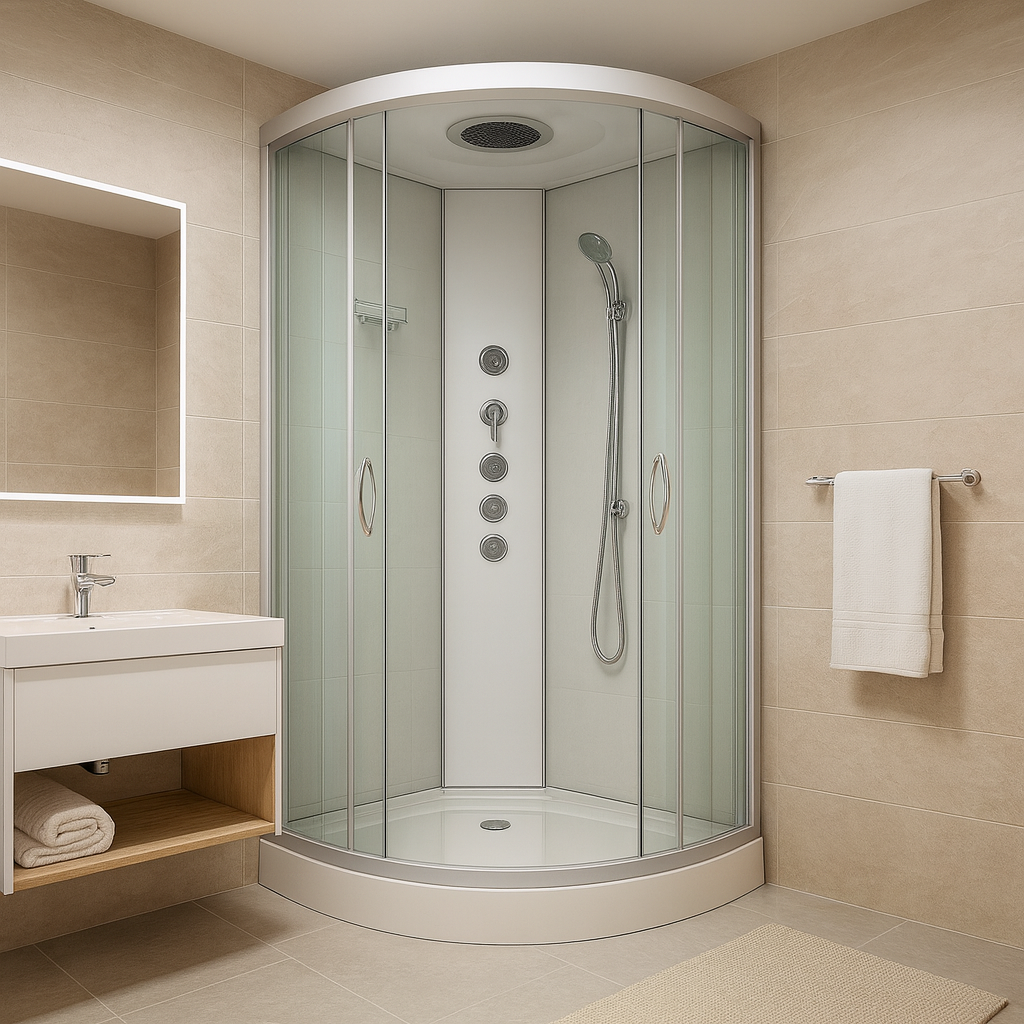 Душевой бокс закрытый KO&PO с гидромассажем поддон 15 см матовое стекло 80х80х215 см (C10072)