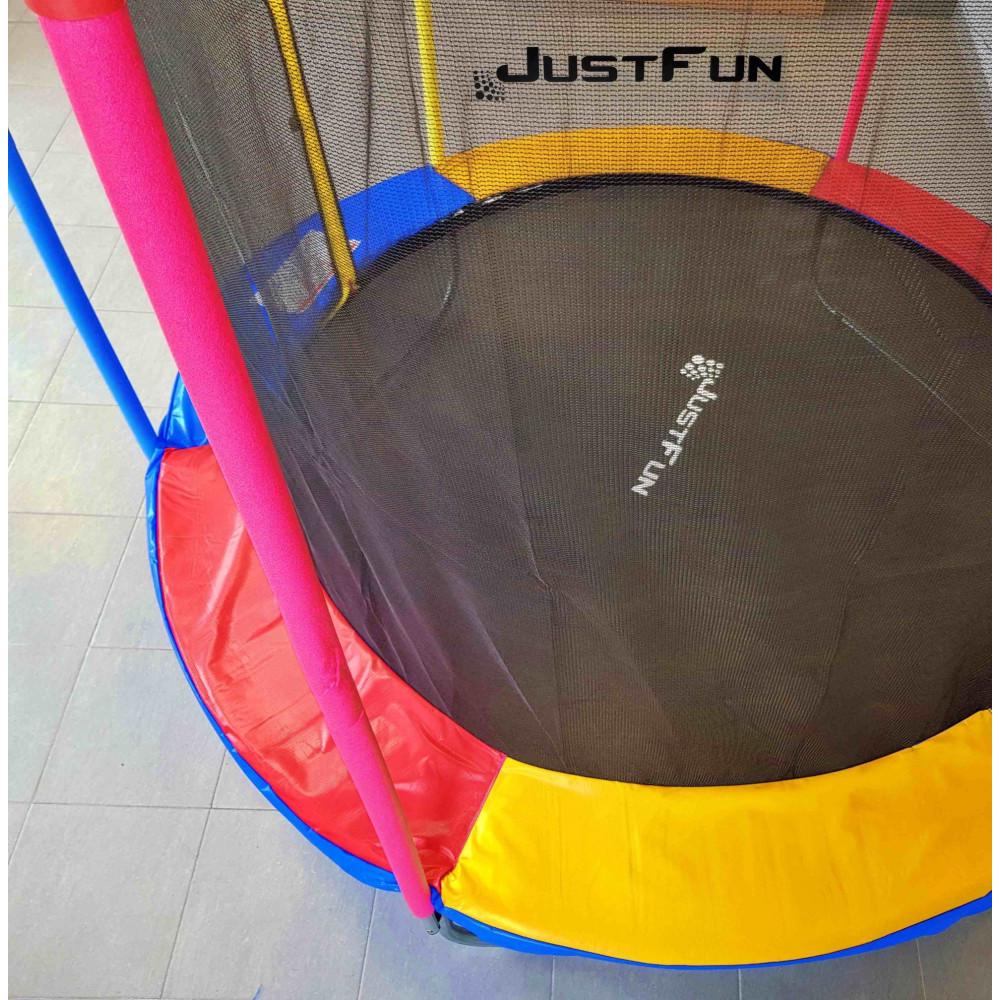 Батут Just Fun Multicolor внутренняя сетка и стремянка 244 см - фото 8