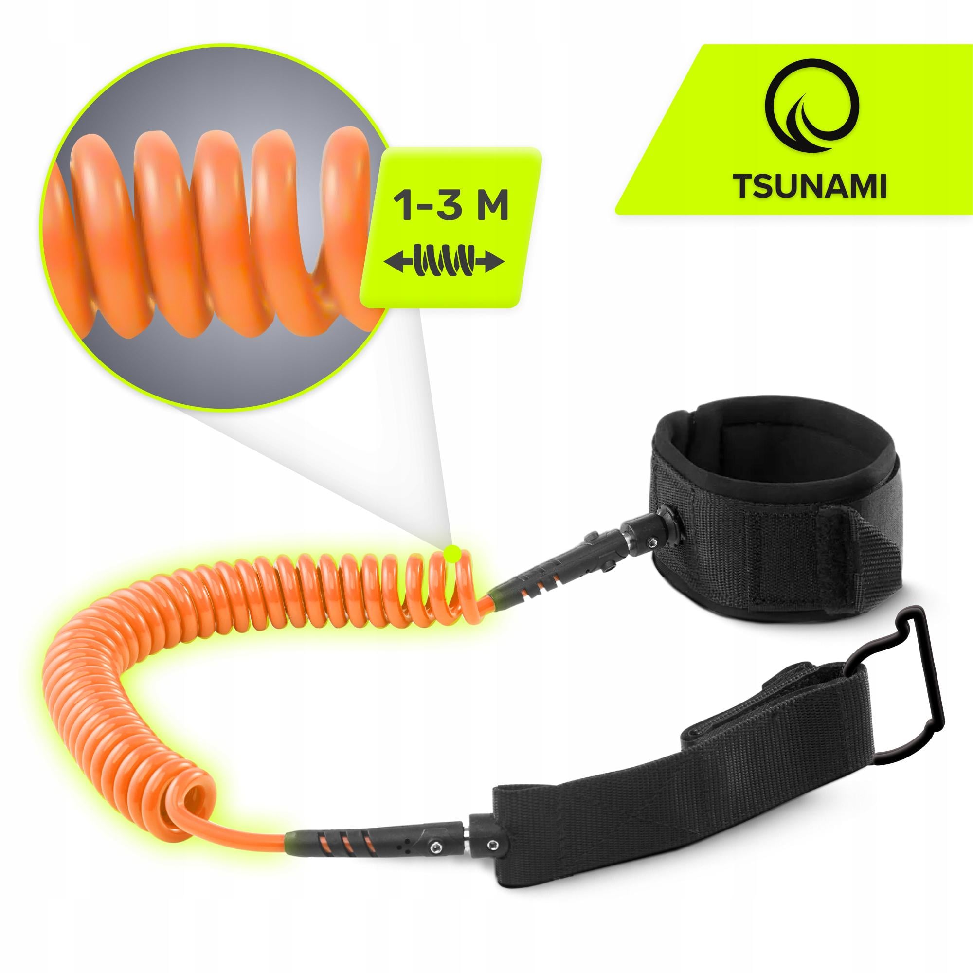 Ліш страхувальний для дошки TSUNAMI SUP-Leash Black/Orange (P-5907739316493) - фото 2