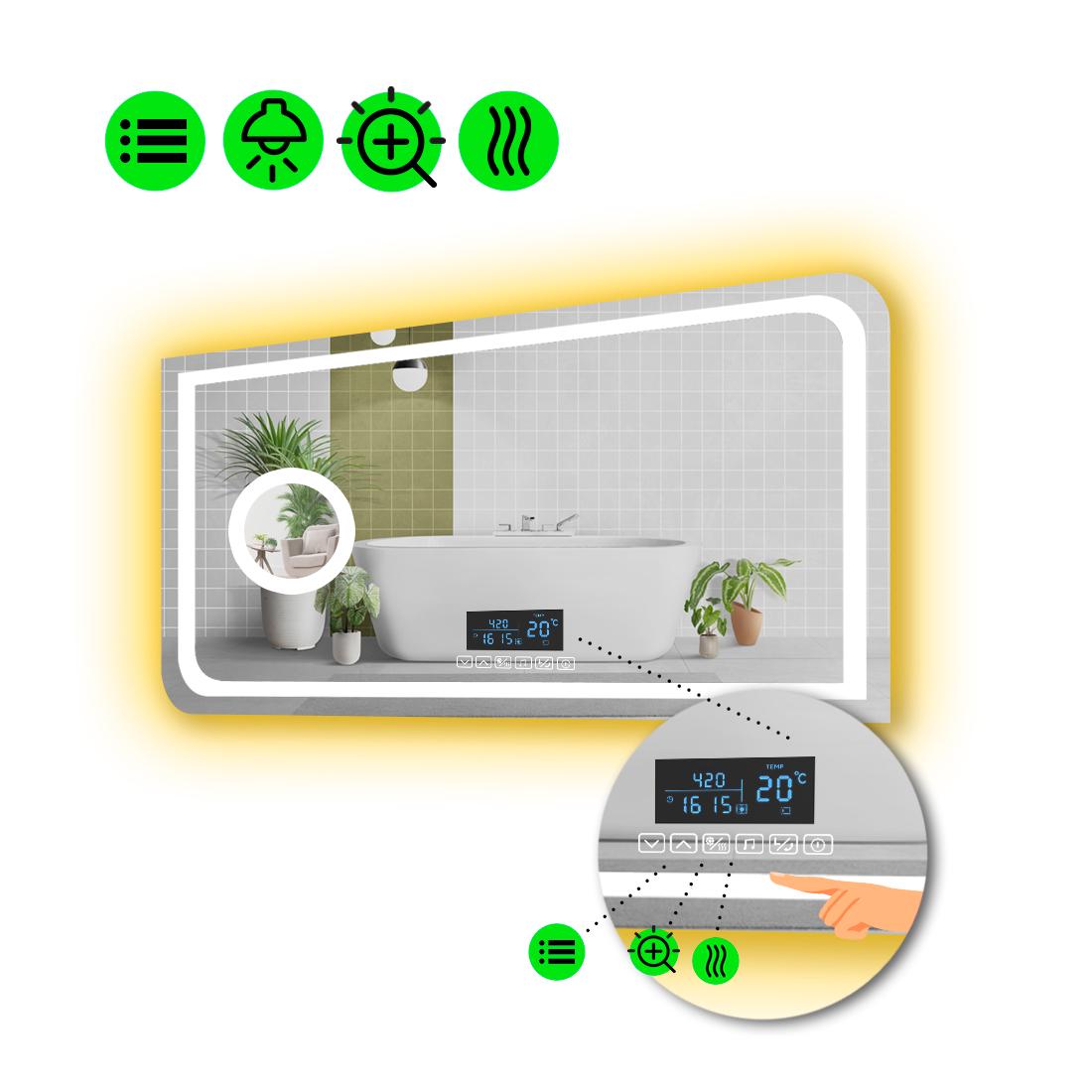 Зеркало с LED подсветкой Noemi с Smart-блоком 120x80 см (8995436)