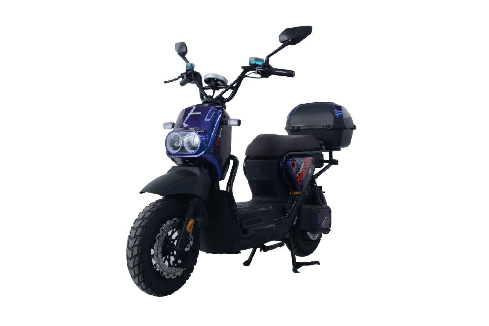 Электроскутер двухместный Crosser CR4 1200W 72V 20Ah с кофр-багажником Синий