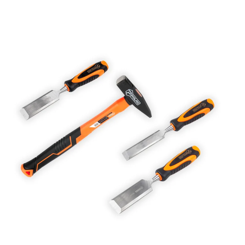 Набор Polax молоток 400 г и 3 стамески ударные с фиберглассовой ручкой 22/32/38 мм (335-16)