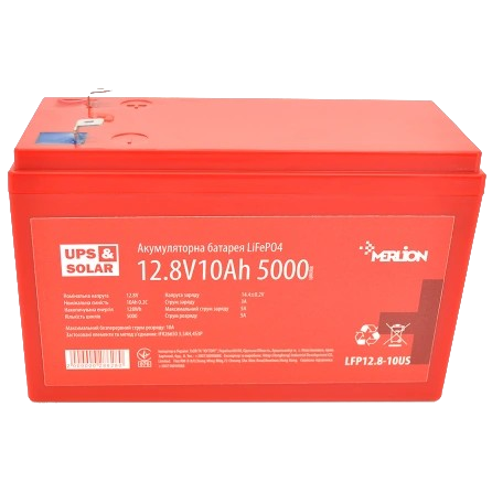 Аккумуляторная батарея Merlion LiFePO4 12,8V 10 Ah заряд 10А Красный (33726656)
