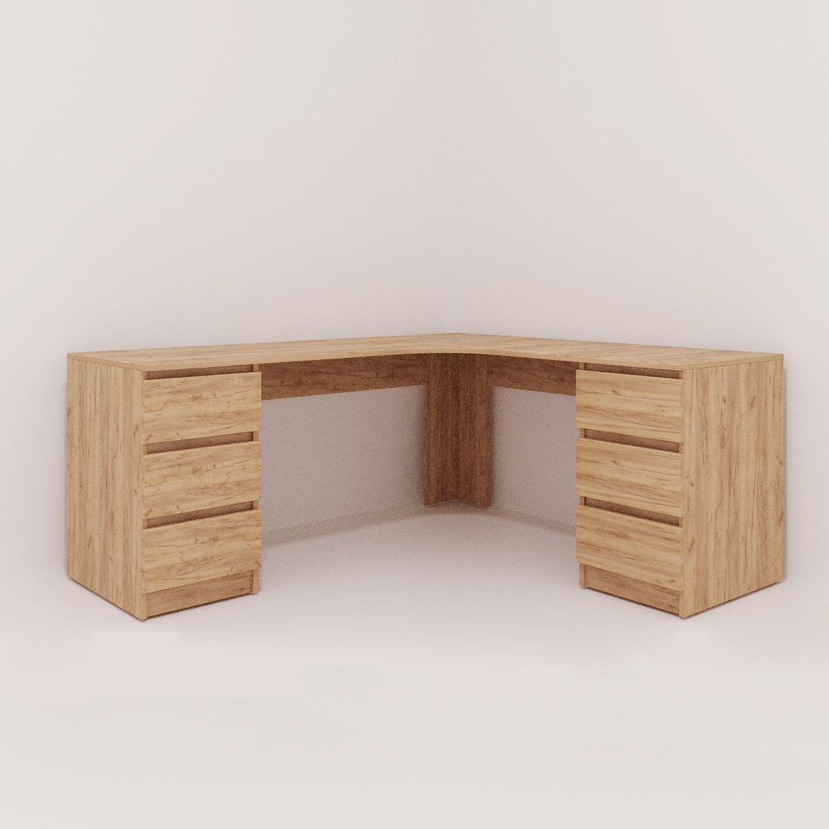 Письмовий стіл кутовий Mebellini Леон 1400/1400х750х600 мм Дуб Крафт Золотий (арт.SKEP1000-139) - фото 4