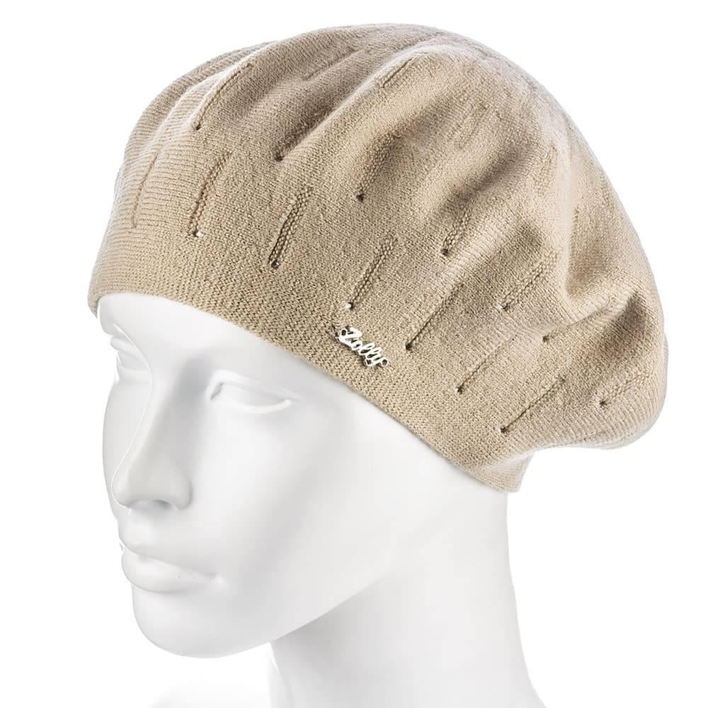 Берет женский Zolly ZH183 двойной со стразами тонкой вязки Бежевый