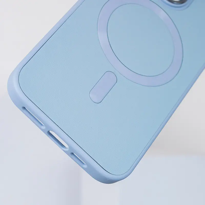 Шкіряний чохол Bonbon Leather Metal Style with MagSafe для Apple iPhone 15 Pro Max (6.7") Блакитний | Mist blue - фото 4