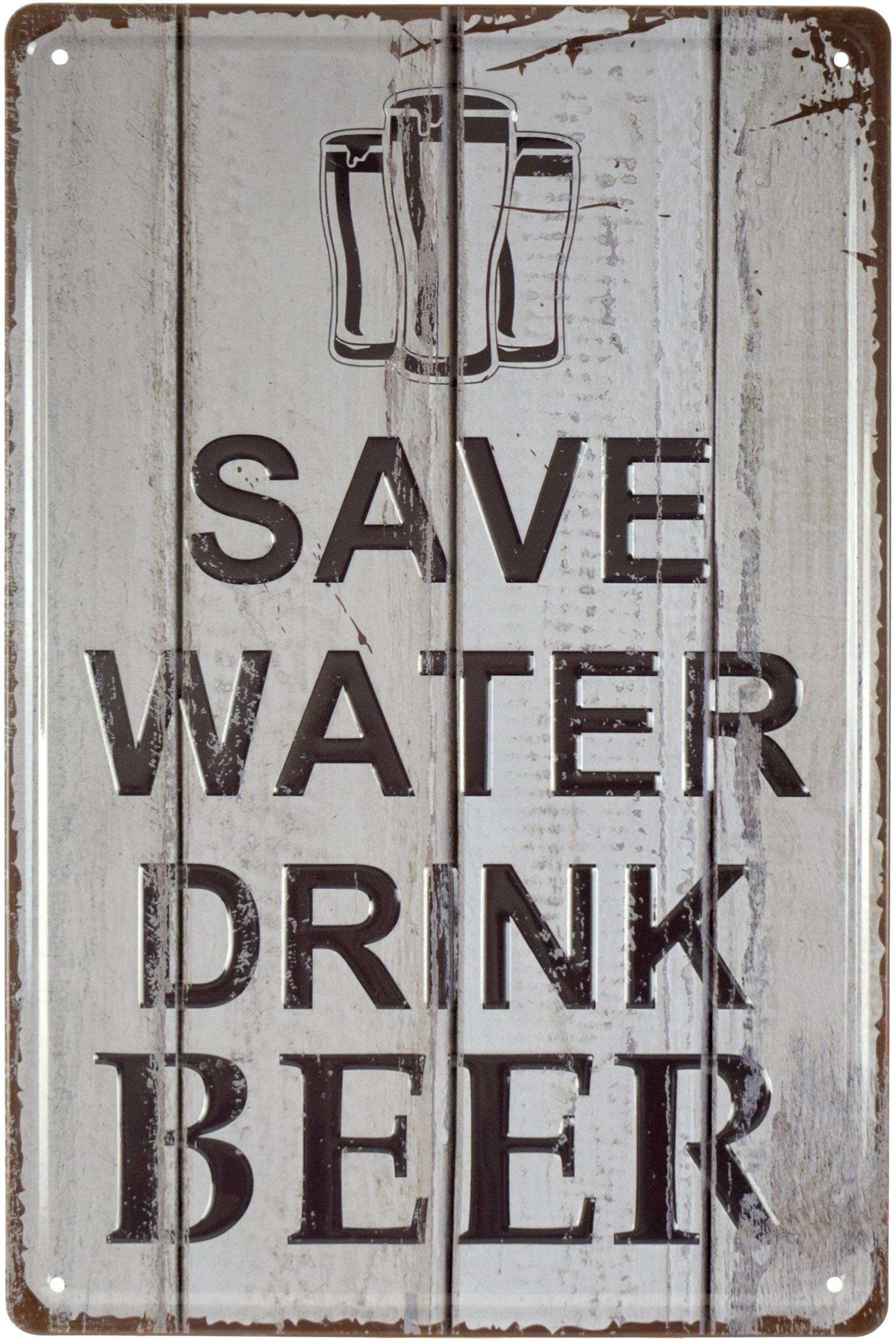Табличка металлическая Береги Воду, Пей Пиво/Save Water Drink Beer 20x30 см