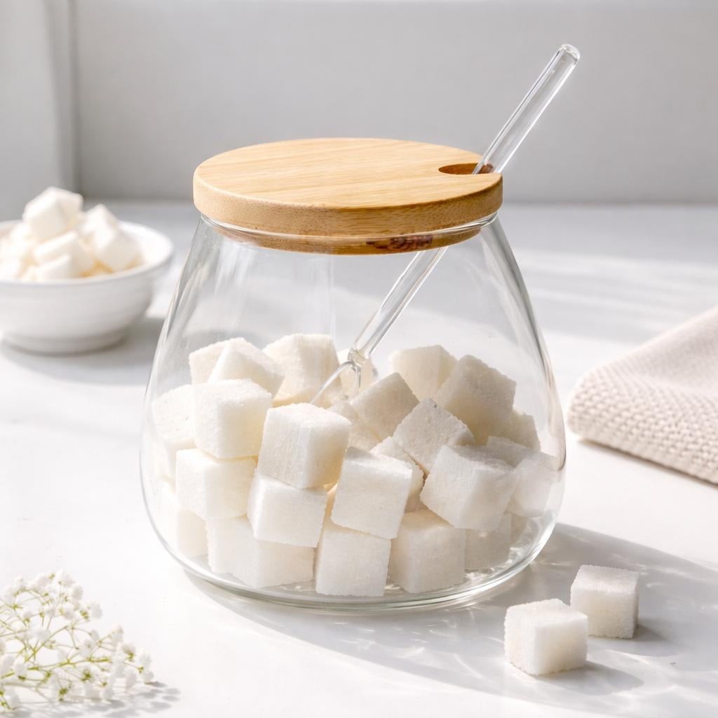 Сахарница стеклянная с бамбуковой крышкой и стеклянной ложкой SNT 550 мл (31765464) Сахарница стеклянная с бамбуковой крышкой и стеклянной ложкой SNT 550 мл (31765464)