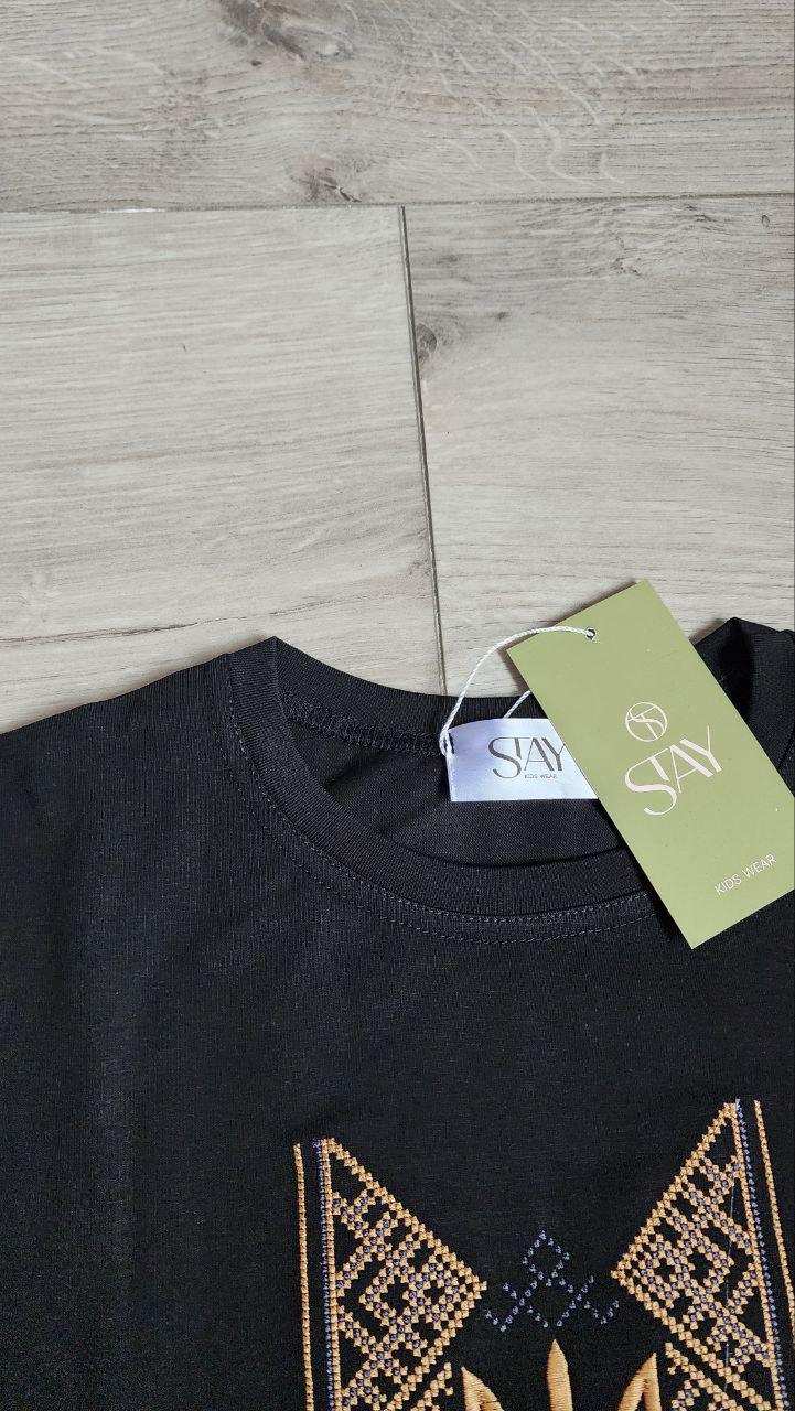 Футболка для мальчика STAY вышивка Герб 152 см Черный (А774) - фото 5