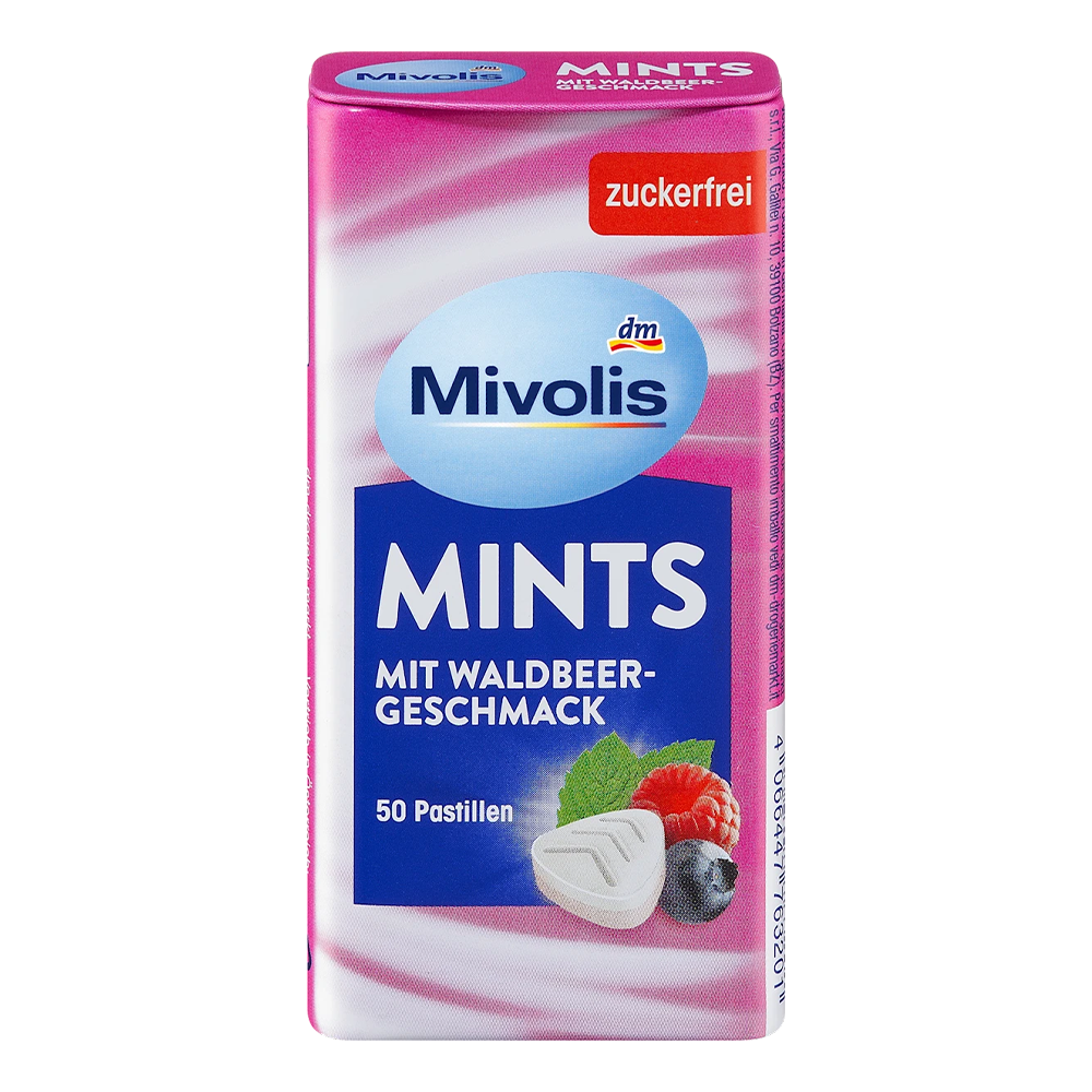 Пастилки Mivolis Mints со вкусом лесных ягод без сахара для свежего дыхания 35 г (EPI-15102025-1406)