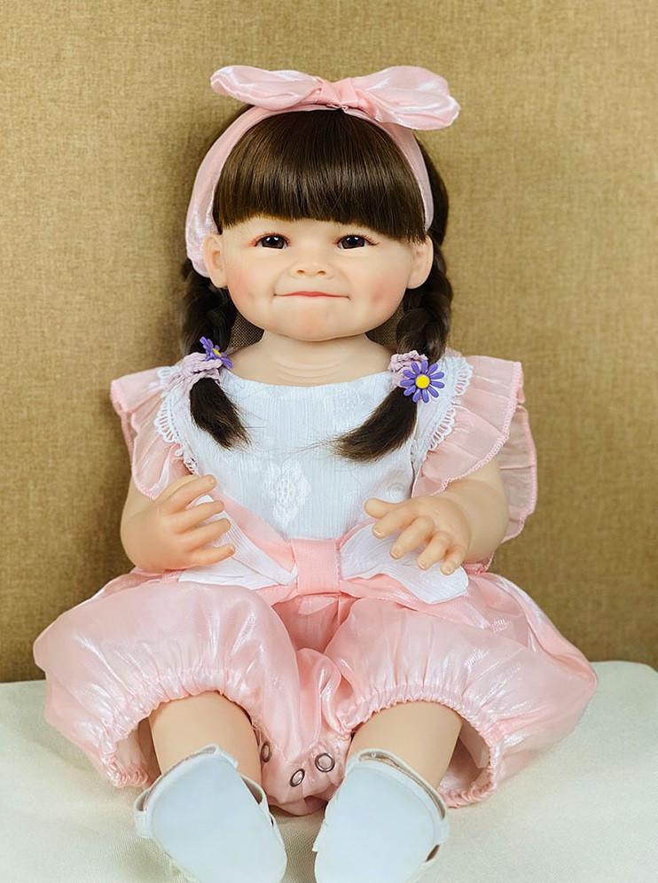 Кукла Reborn Ева винил-силиконовая с соской/бутылочкой 55 см (1724096286)
