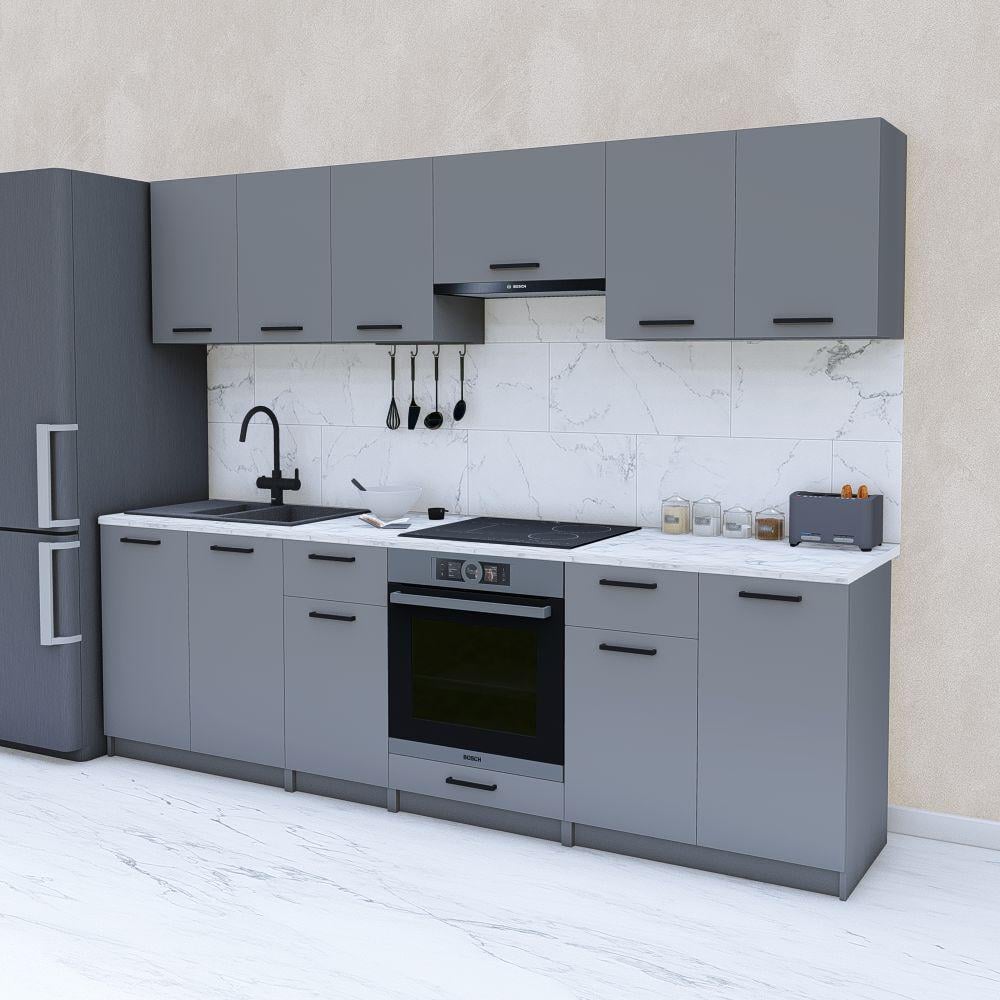 Готовая кухня модульная 2,6 м Антрацит (МП33а) - фото 1 Готовая кухня модульная 2,6 м Антрацит (МП33а) - фото 1