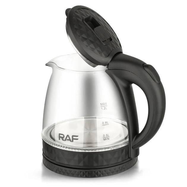 Електрочайник дисковий скляний RAF 7861 Чорний (11925955)