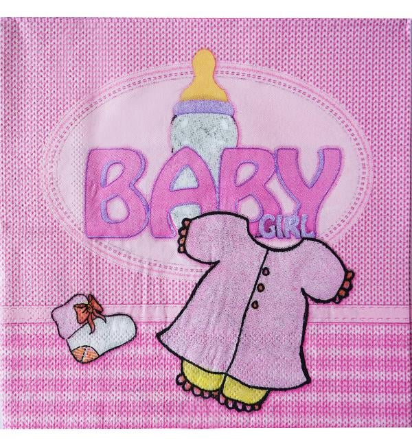 Салфетки праздничные Baby 15 шт. 33х33 см Pink (51150)