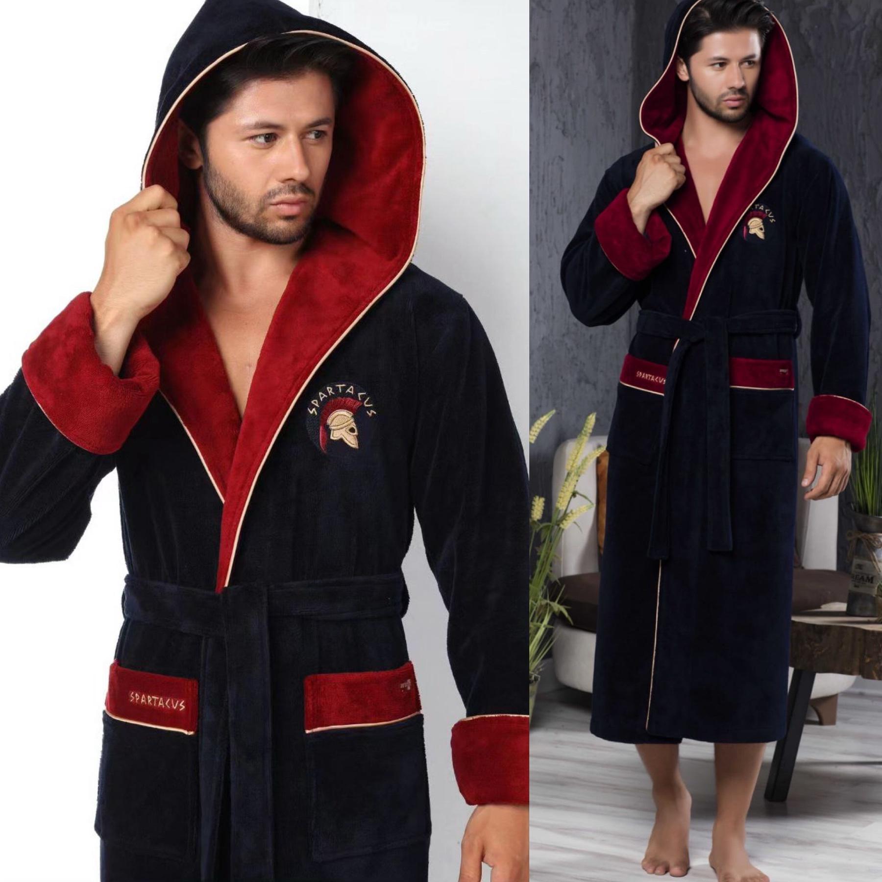 Халат мужской Nusa велюровый бамбук/хлопок 2XL Темно-синий (2711630302) - фото 5