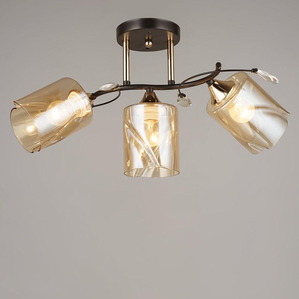 Люстра потолочная Light House SRS-19526/3 BK+FGD Черный/Золотой/Янтарный 