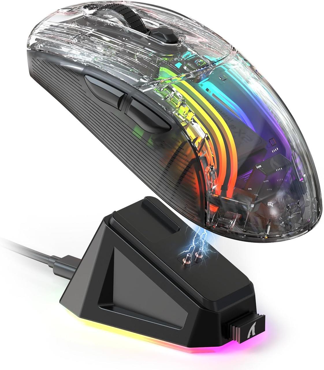 Мышка игровая беспроводная attack shark X2 Pro RGB 3 режима 2,4G/Bluetooth/кабель док станция 4000 DPI Black (2580716455)