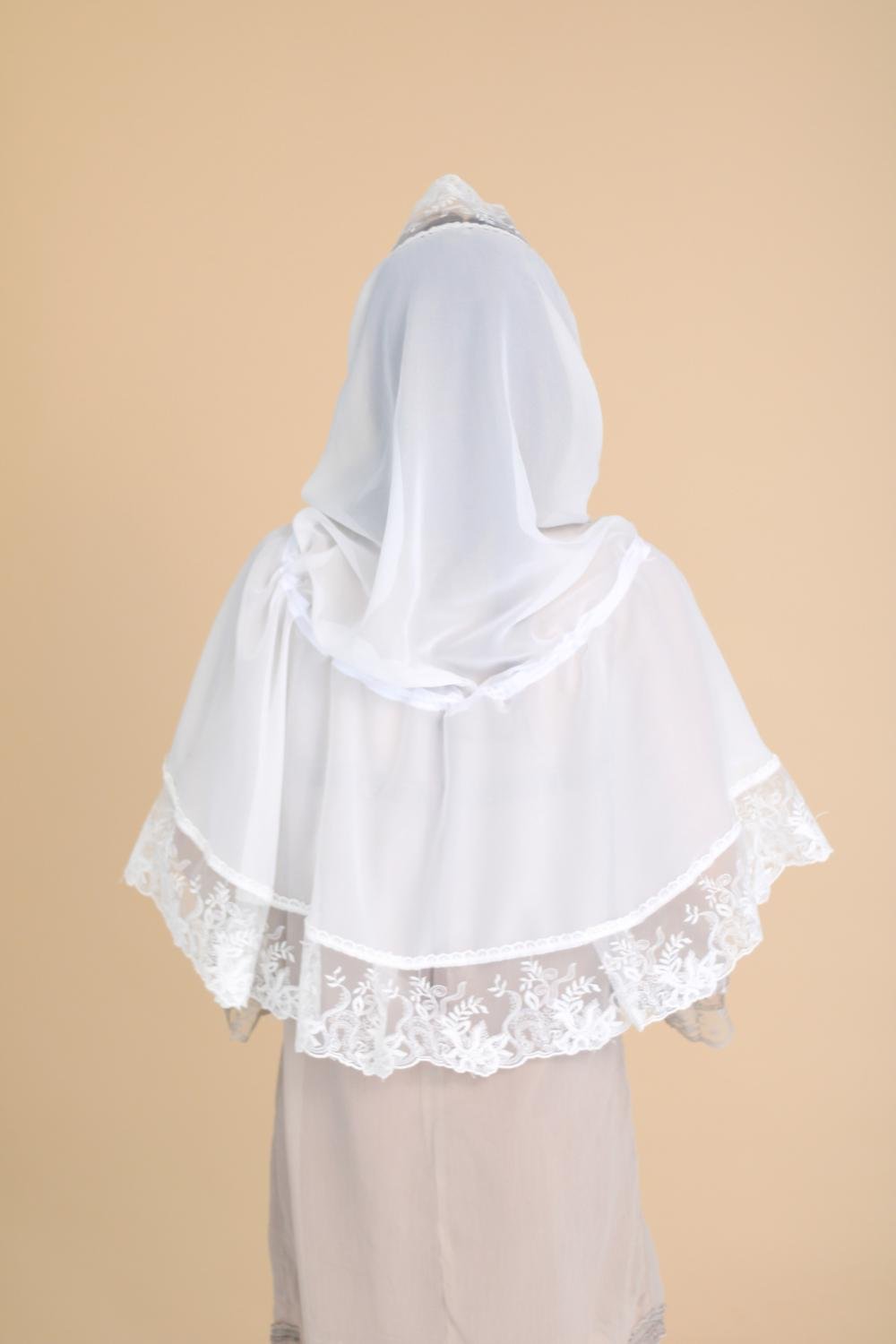 Палантин для храма на голову 80x120 см Белый (п004) - фото 2