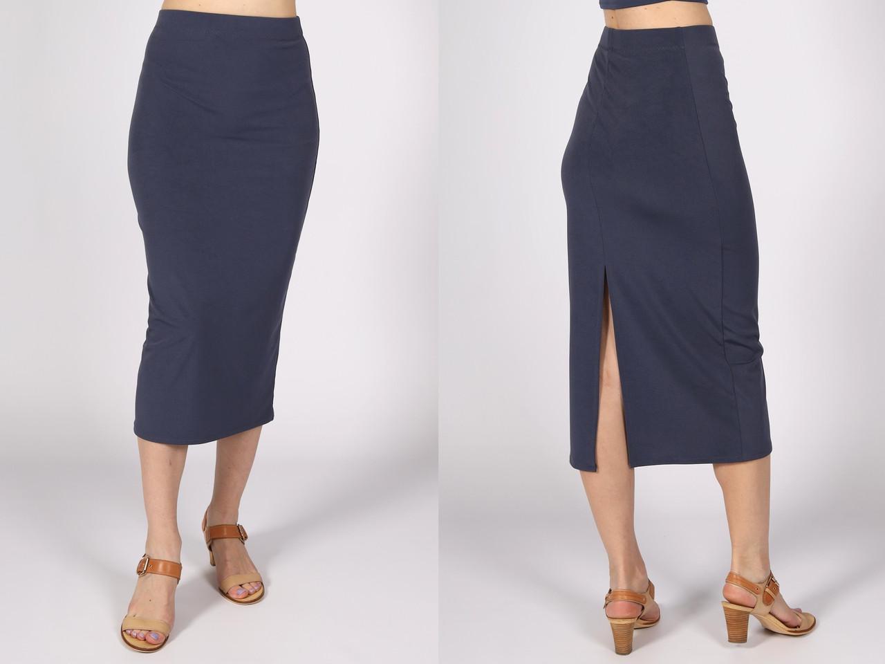 Спідниця міді жіноча трикотажна з розрізом ззаду однотонна р. 40 Графітовий (2495108749) - фото 4 Спідниця міді жіноча трикотажна з розрізом ззаду однотонна р. 40 Графітовий (2495108749) - фото 4