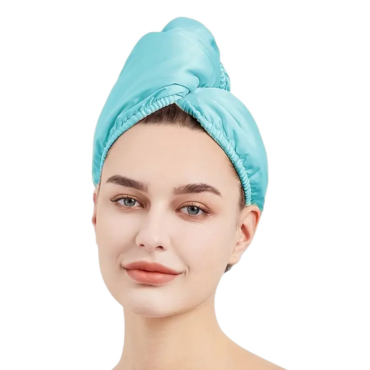 Полотенце-тюрбан шелково-микрофибровое двустороннее 65х20 см Бирюзовое (2595010173)