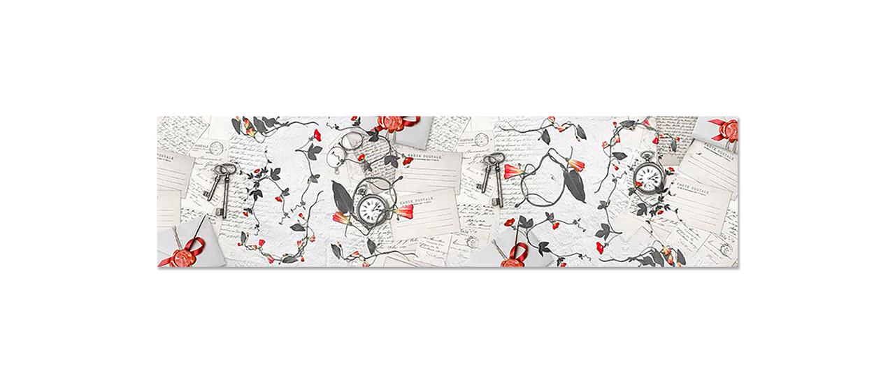 Фартук кухонный Письма и цветы 65х250 см Серый