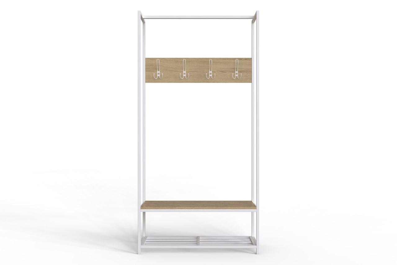 Вешалка напольная модульная Ferrum-decor Трелис 13 ДСП 16 мм 180x90x38 см Белый/Дуб Сонома (FRD-104334)