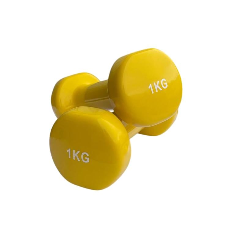 Гантель для фитнеса Generation Fitness FF51D3B с виниловым покрытием 1 кг Желтый (FF51D3B-1kg yellow) - фото 2