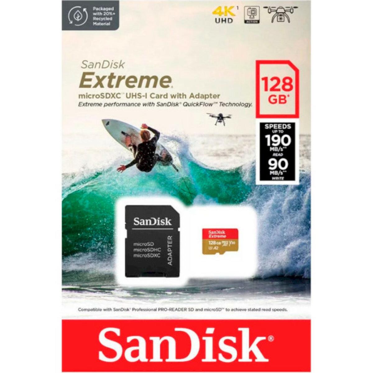 Карта пам'яті microSDXC SanDisk Extreme For Drones 128 Gb c10 V30 R190 Mb/s,W90 Mb/s (SDSQXAA-128G-GN6AA) - фото 4