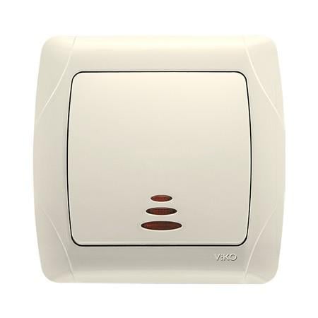 Выключатель одноклавишный с подсветкой VIKO Carmen Кремовый (90562019)
