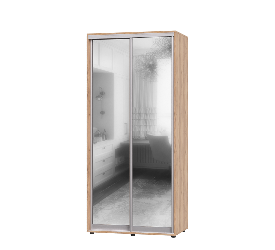 Шкаф-купе двухдверный Эверест ШК-01 100х45х220 см Дуб Крафт Золотой (06646)