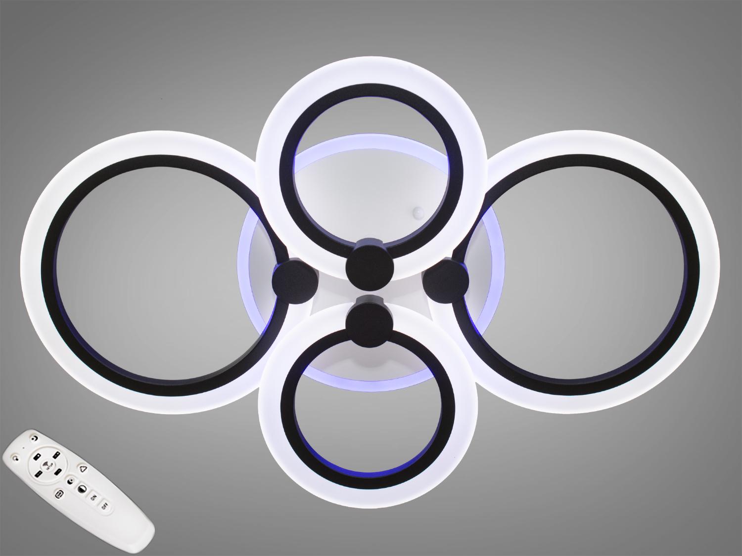 Люстра потолочная LED с диммером и подсветкой 80W (A8022/4BK 3col dim)