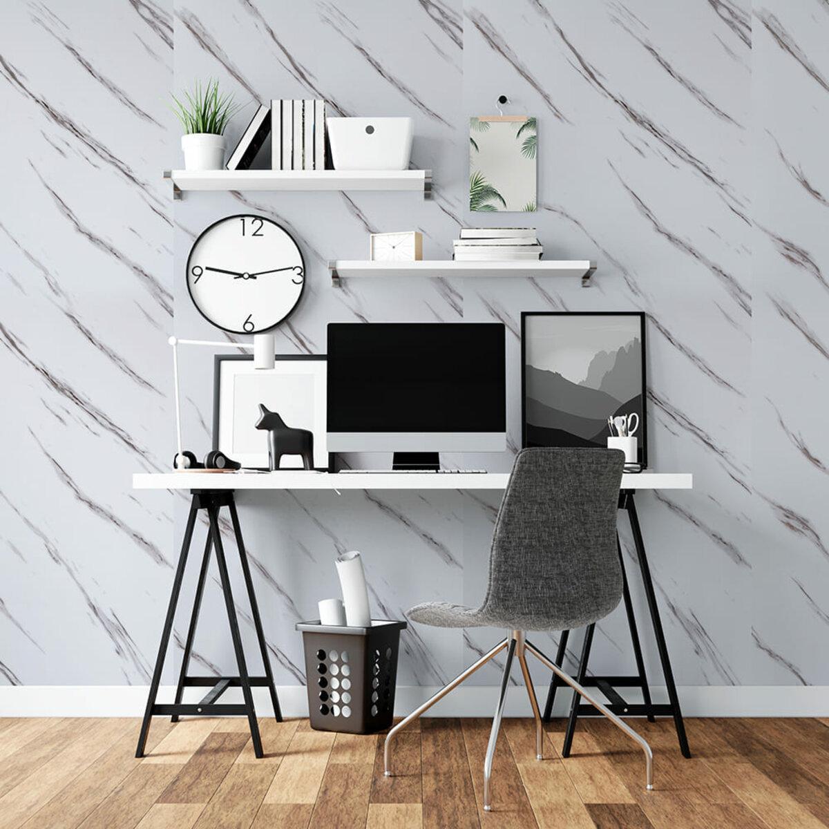 Самоклеюча вінілова плитка в рулоні глянсова 3000х600х2 мм Білий мармур з прожилками (SW-00001285) - фото 6