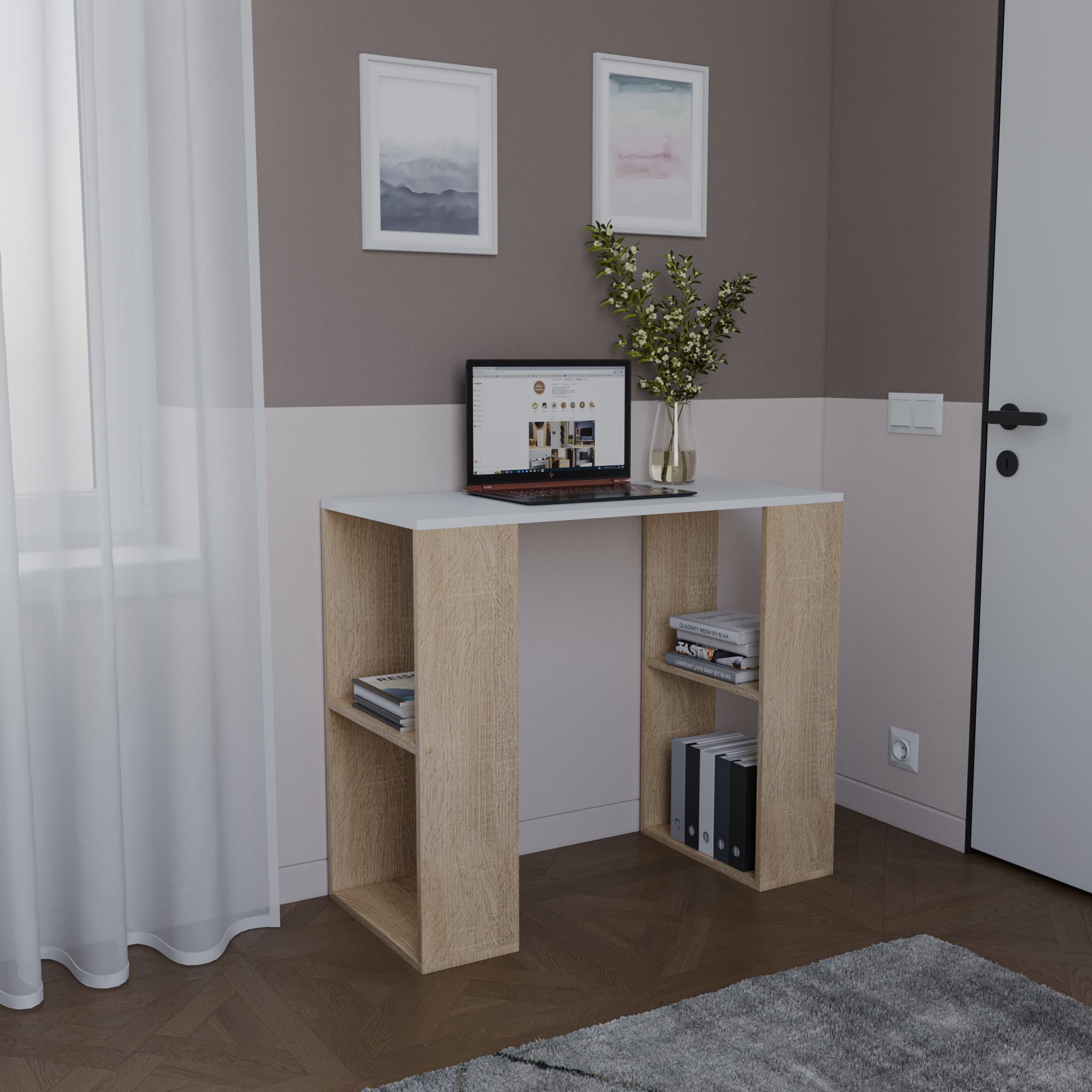 Компьютерный стол с полками 900х756х400 мм Дуб Сонома/Білий (S-11)