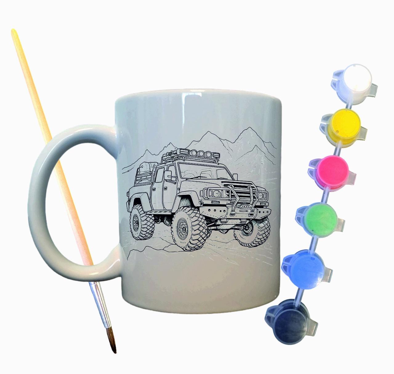 Набор для творчества кружка раскраска Крутой внедорожник 330 мл Белый (КР0011)