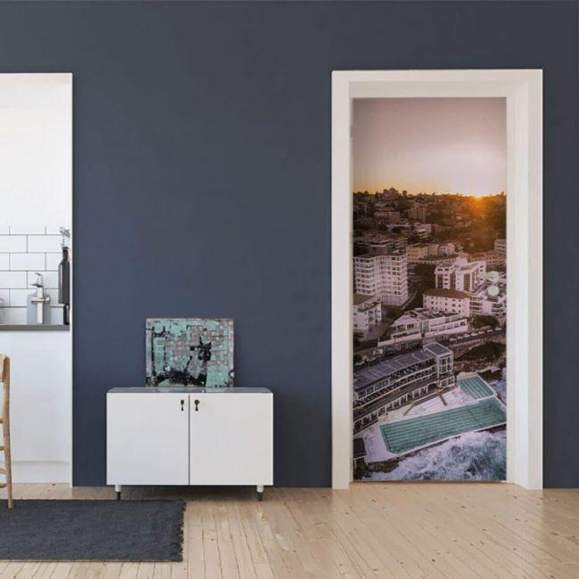 Наклейка интерьерная на двери Sticker Wall SW-00000899 Город с птичьего полета 104х210 см