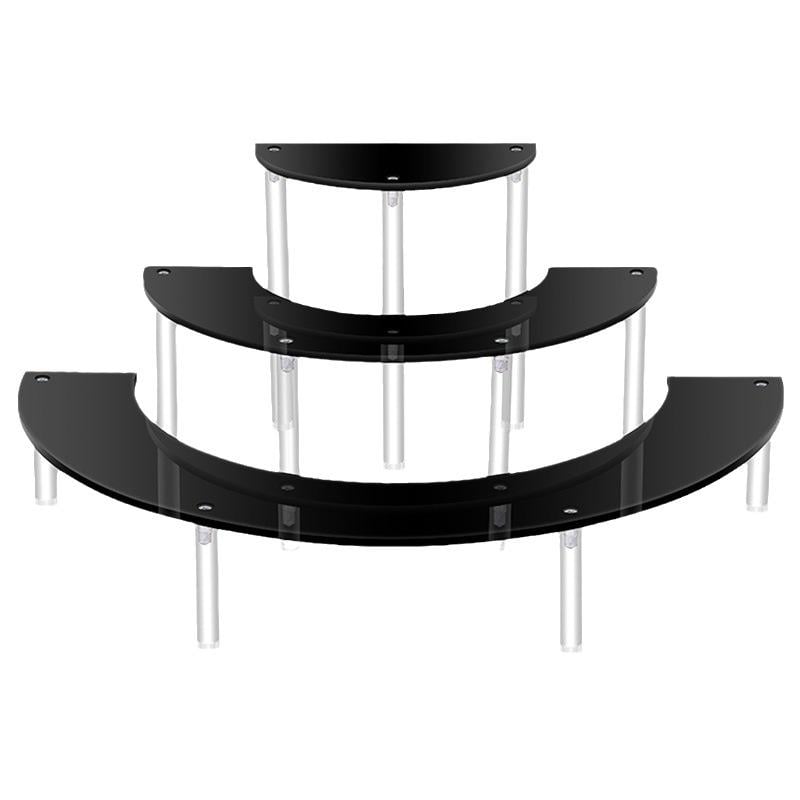 Товарная подставка-стенд полукруглая на 3 полки для косметики лаков Черный (TPSR-3pB)