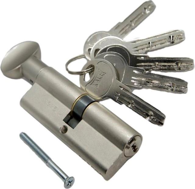 Цилиндр Kale 164SMC 90 мм 5ключ с вертушкой на длинной стороне Никель