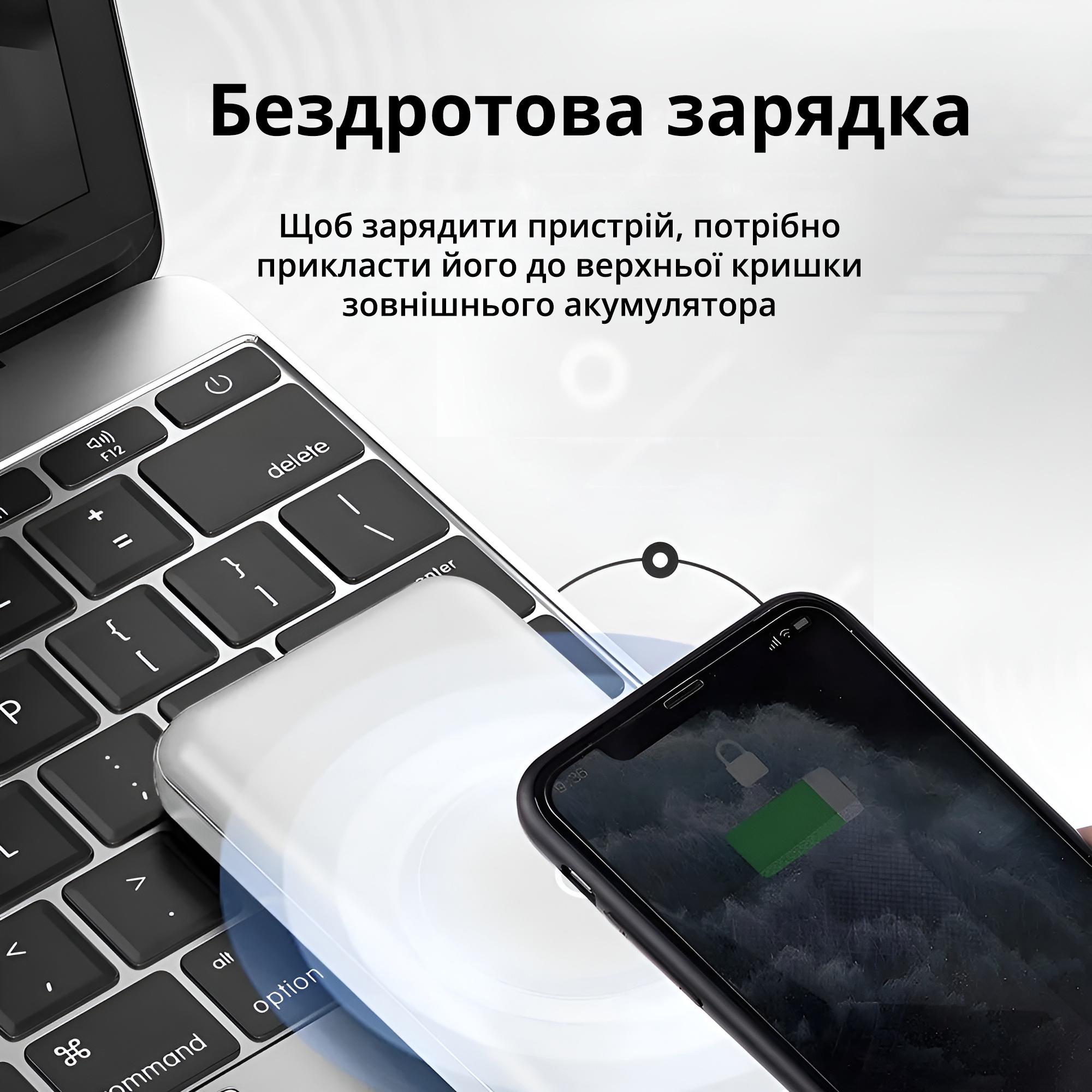 Портативний акумулятор 10000 mAh Power Bank на 2 USB виходи та з бездротовою зарядкою Білий - фото 6