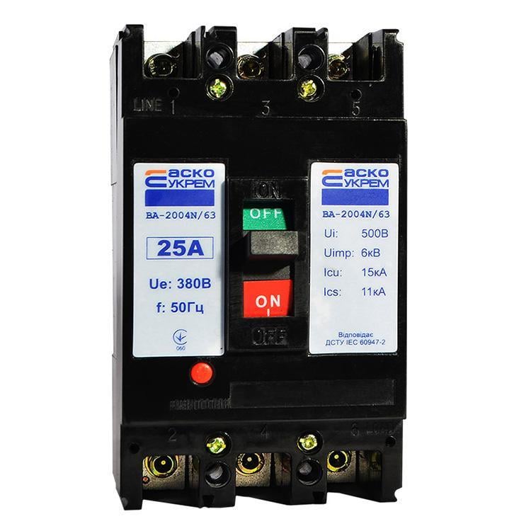 Автоматический выключатель АСКО-УКРЕМ ВА-2004N/63 25А 3 полюса (2348862509)
