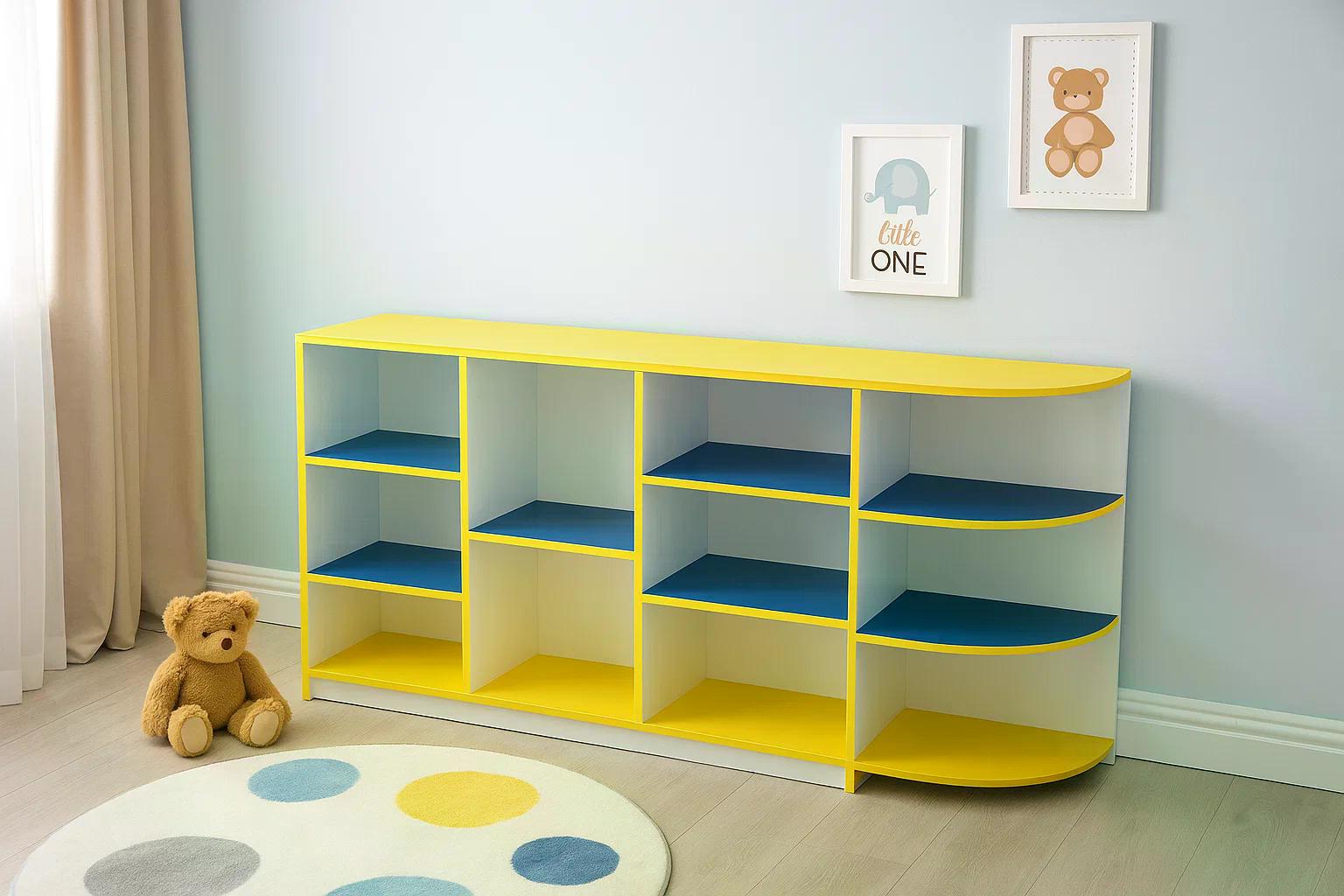 Стелаж для іграшок Муравейка для дитячого садка Жовтий/Синій - фото 3 Стелаж для іграшок Муравейка для дитячого садка Жовтий/Синій - фото 3